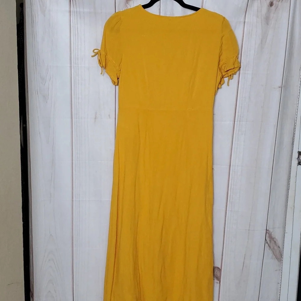 Vero Moda Yellow Button Up Square Neck Cotton Dress Size M Fall/Spring/Summer - Picture 5 of 9